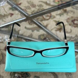 Tiffany & Co. Black Rectangular Glasses with Tiffany Blue Case